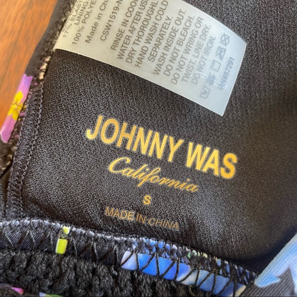 Johnny Was Caribbean Bikini Set Black Floral Embroidered Size Small - Picture 14 of 14